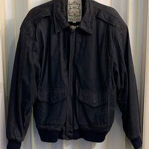 Paris Sport Club Vintage Faded Blue Leather Bomber Jacket